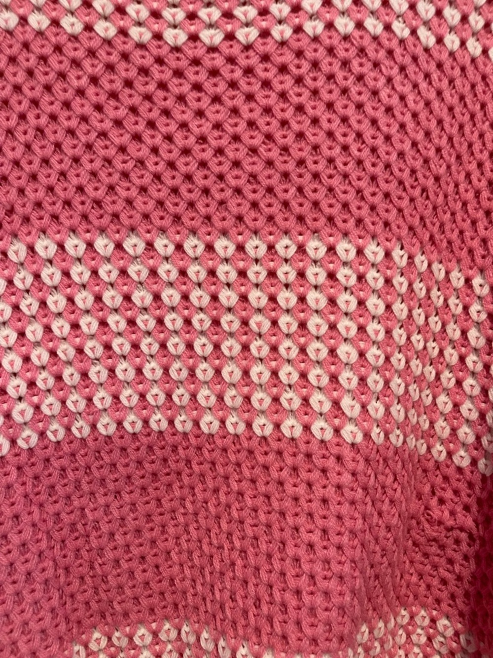 SHEIN Pink and White Striped Crochet Crewneck Sweater - Picture 2 of 2